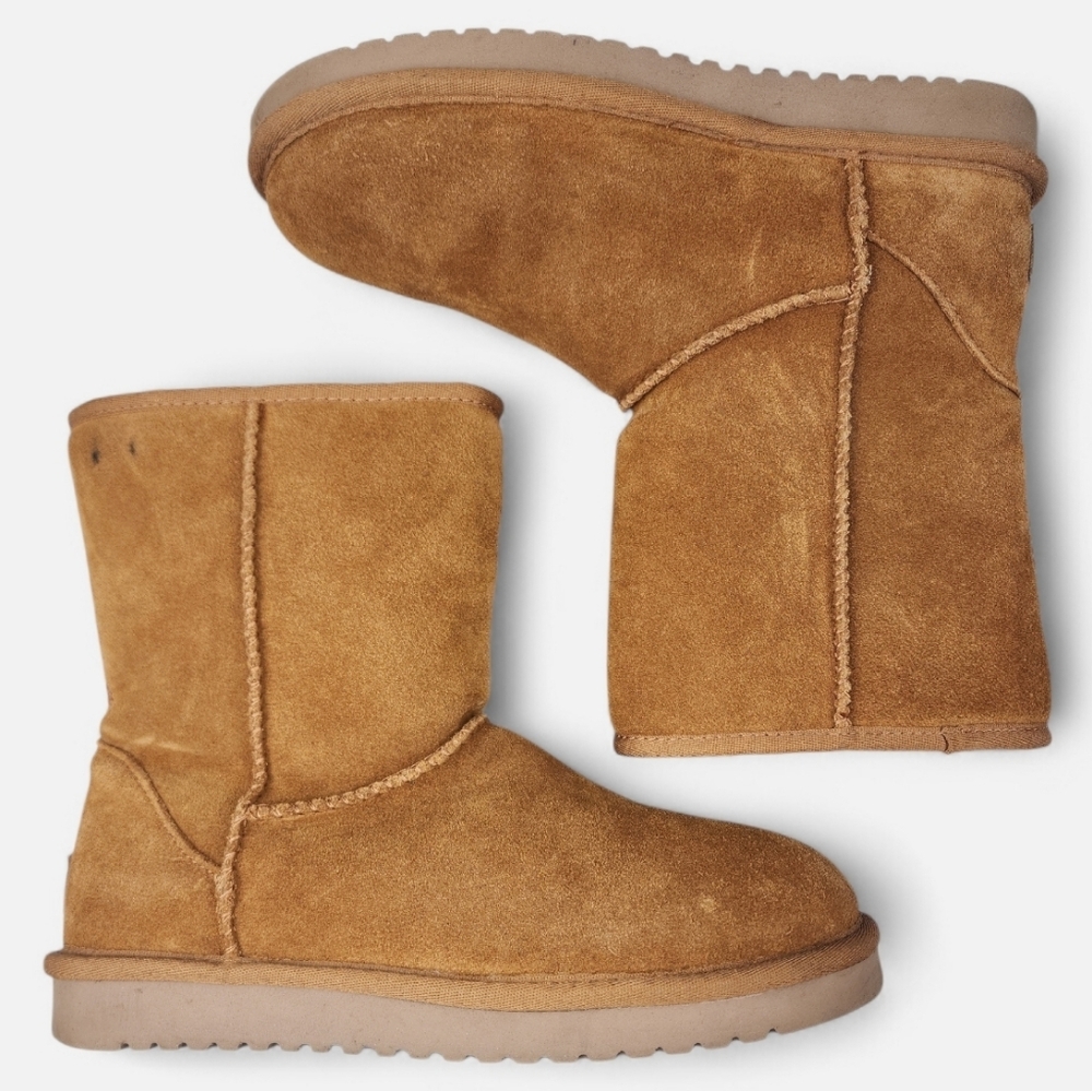 Koolaburra by UGG Chestnut Brown Suede Classic Short Boots Fur Lined Size 7 - Picture 2 of 11